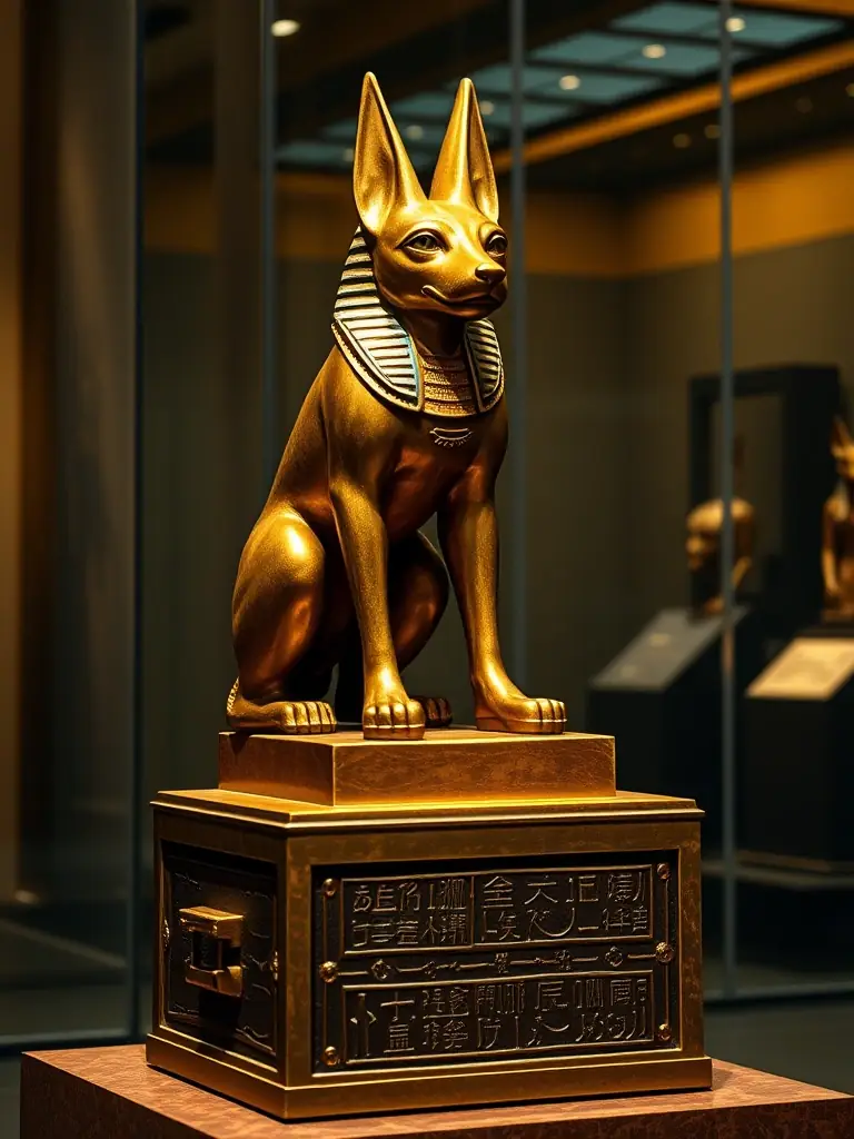 A close-up shot of the Anubis token logo with a golden hue, symbolizing its value and potential in the crypto market.