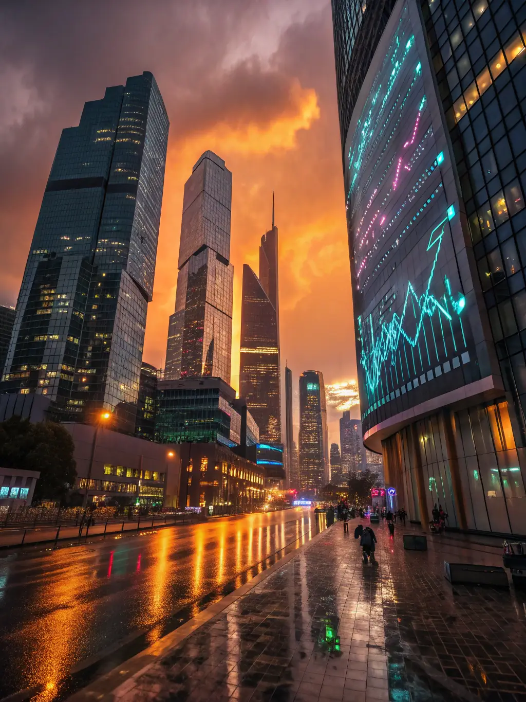 A futuristic cityscape with interconnected nodes, visualizing the evolving Anubis ecosystem and its various components.