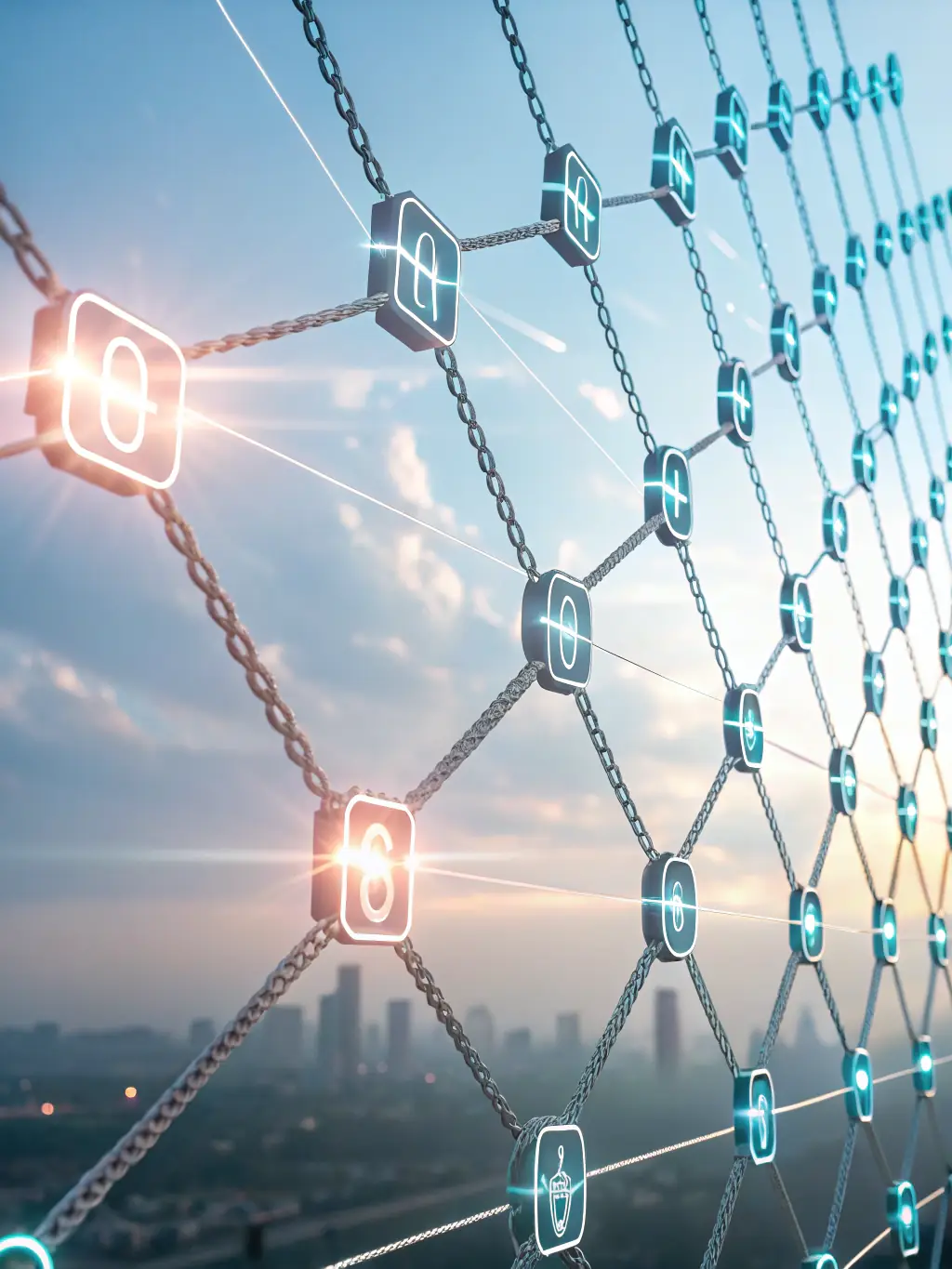 An abstract representation of blockchain security, emphasizing the robust security measures implemented in the Anubis network.